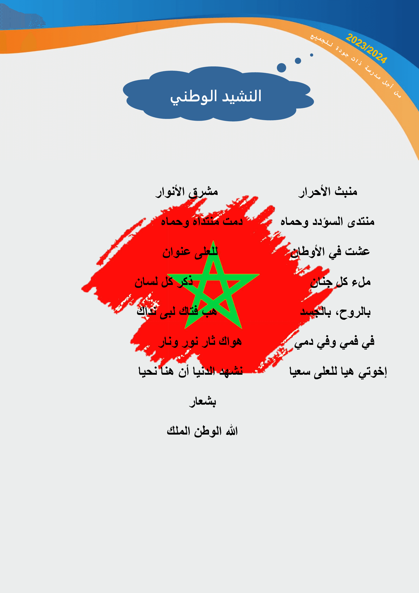 صورة تمثل النشيد الوطني المغربي
